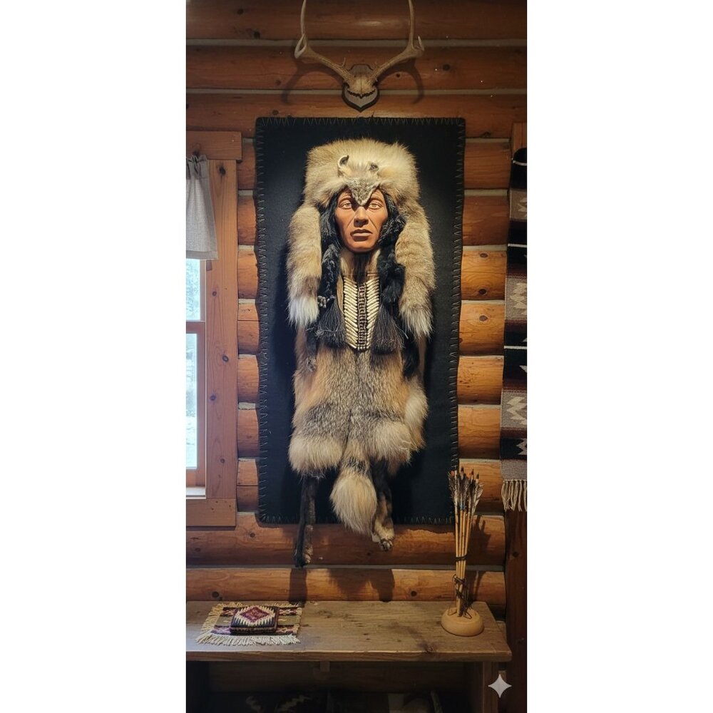 43" Native American La Ne Ayo Assiniboine Walking Wolf Cherokee Mask 1/100 - Picture 2 of 16